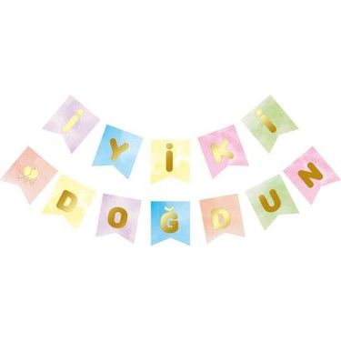 Macaron İyi Ki Doğdun Gold Banner