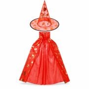 Halloween Çocuk Pelerin Şapka Set Renkli 80 cm Kırmızı