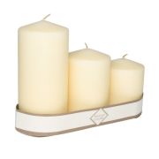 Silindir Mum 3'lü Set Krem 6 8*10*14