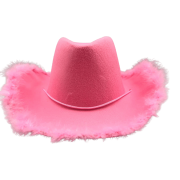 Şapka Kovboy Tüylü Pembe
