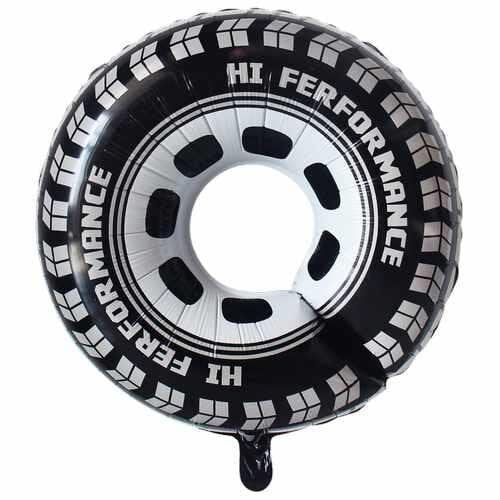 Siyah Beyaz Yarış Arbası Lastiği Folyo Balon 67,5*75 Cm