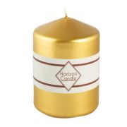 Silindir Mum - Kokusuz - Metalik Altın Renk - 6*8 cm