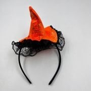 Halloween Taç Mini Cadı Şapkası Tüllü Turuncu Model