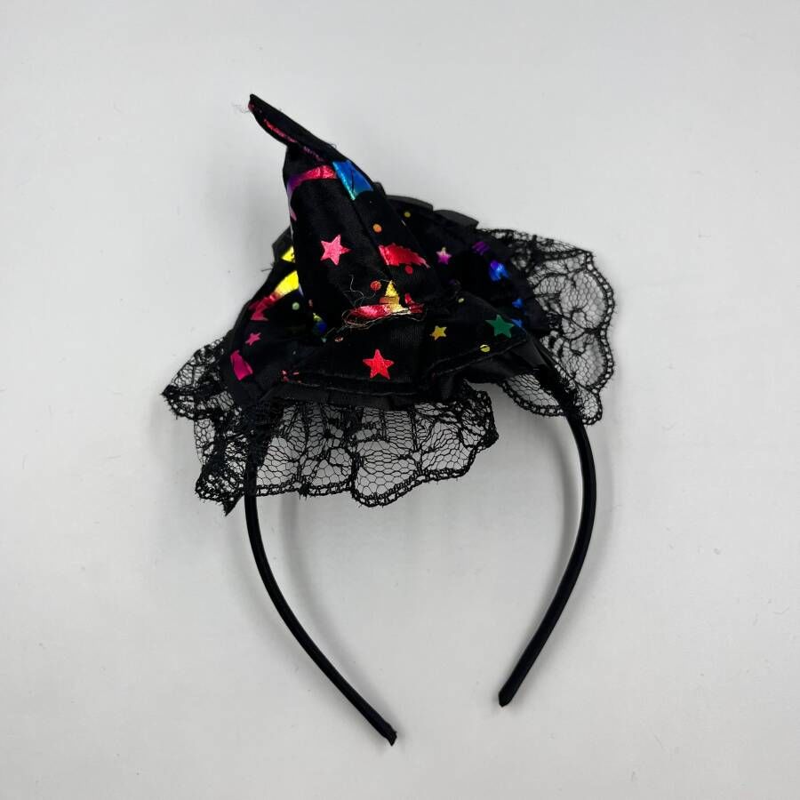 Halloween Taç Mini Cadı Şapkası Tüllü Renkli Model
