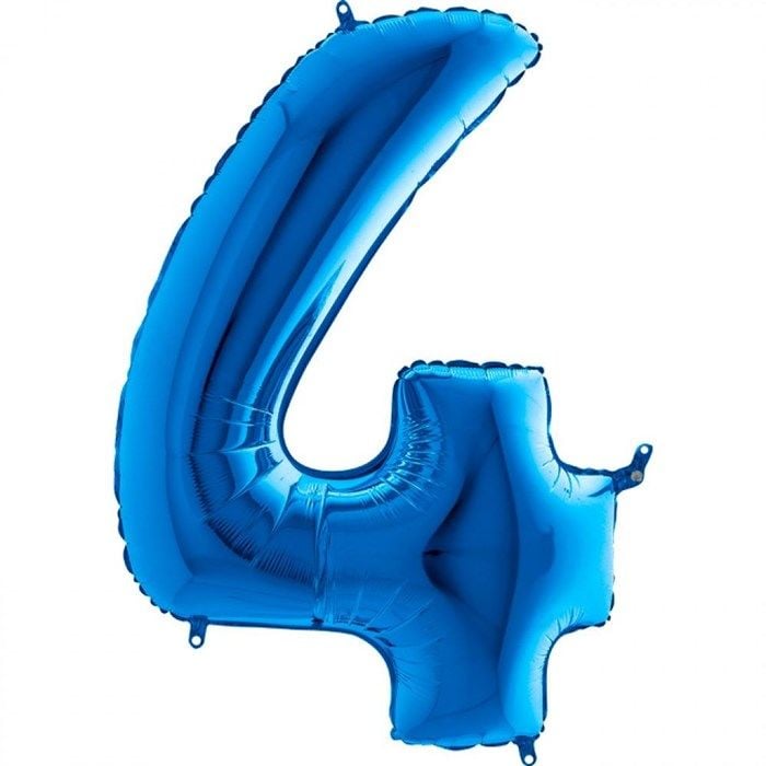 4 Rakam Mavi Folyo Balon 82 cm