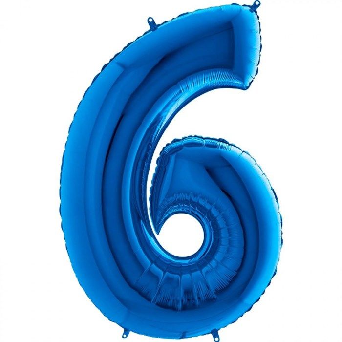 6 Rakam Mavi Folyo Balon 82 cm
