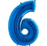 6 Rakam Mavi Folyo Balon 82 cm