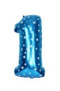 Mavi 1  Rakam Folyo Balon 16 inç