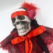 HALLOWEEN İSKELET KORKULUK 70 CM TÜLLÜ KIRMIZI