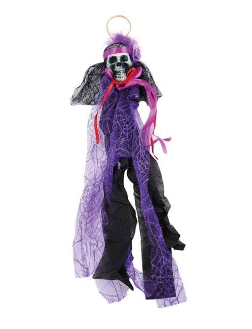 HALLOWEEN İSKELET KORKULUK 70 CM TÜLLÜ MOR