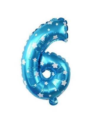 Mavi 6 Rakam Folyo Balon 16 inç