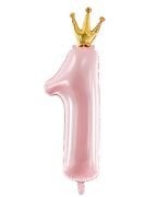 Taçlı 1 Rakam Pembe Folyo Balon 36'' 5841