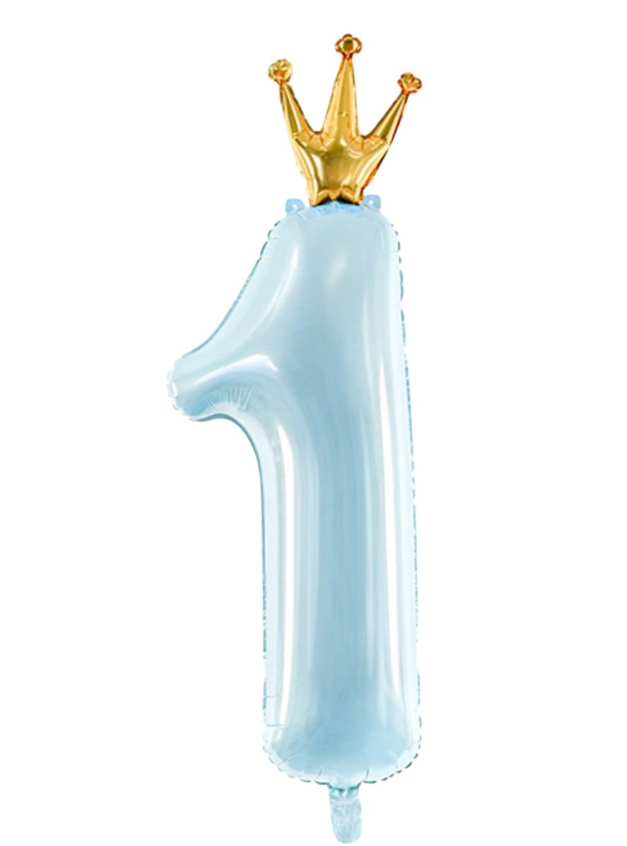 Taçlı 1 Rakam Mavi Folyo Balon 36'' 5834