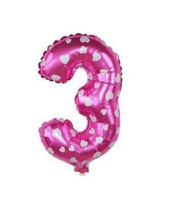 Pembe 3 Rakam Folyo Balon 16 inç