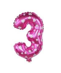 Pembe 3 Rakam Folyo Balon 16 inç