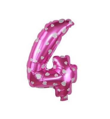 Pembe 4 Rakam Folyo Balon 16 inç