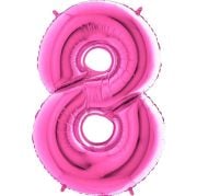 8 Rakam Pembe (Fuchsia) Folyo Balon 82 cm