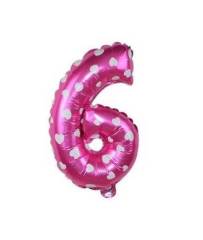Pembe 6 Rakam Folyo Balon 16 inç
