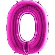 0 Rakam Pembe (Fuchsia) Folyo Balon 82 cm