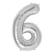 6 Rakam Gümüş Folyo Balon 82 cm