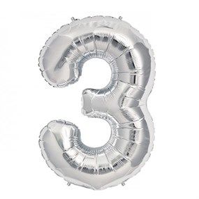 3 Rakam Gümüş Folyo Balon 82 cm