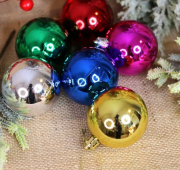 Yılbaşı Top Süs 6 Cm Renkli Parlak 6'lı  4600-3