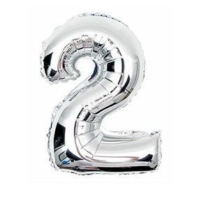 2 Rakam Gümüş Folyo Balon 82 cm