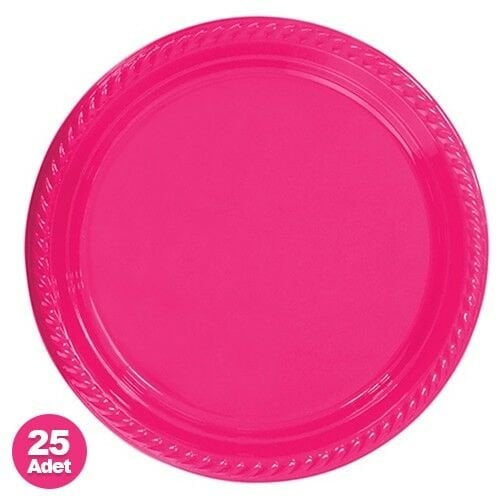 Plastik Tabak Fuşya 22 cm 25'li