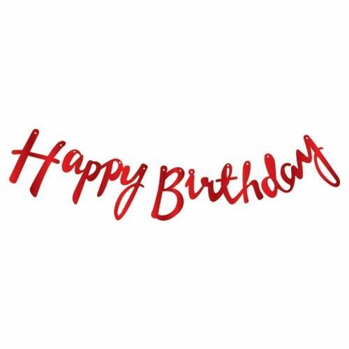 Kaligrafi Banner Kırmızı Happy Birthday
