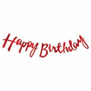 Kaligrafi Banner Kırmızı Happy Birthday