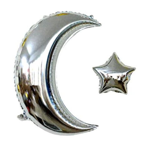 Ay Yıldız Folyo Balon Gümüş 18''