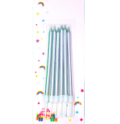 13 Cm Uzun İnce Mum 6'lı Gümüş