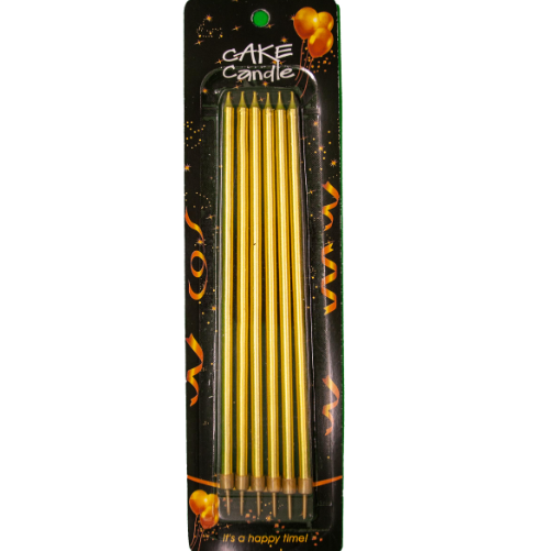 15 Cm Uzun İnce Mum 6'lı Gold