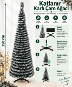 Yılbaşı Çam Ağacı 150 cm Pop-Up Yeşil Beyaz