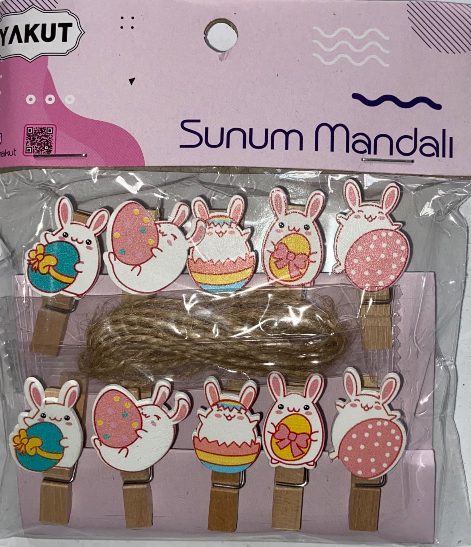 Ahşap Sunum Tavşan Mandalı  10 lu