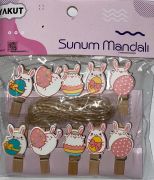 Ahşap Sunum Tavşan Mandalı  10 lu