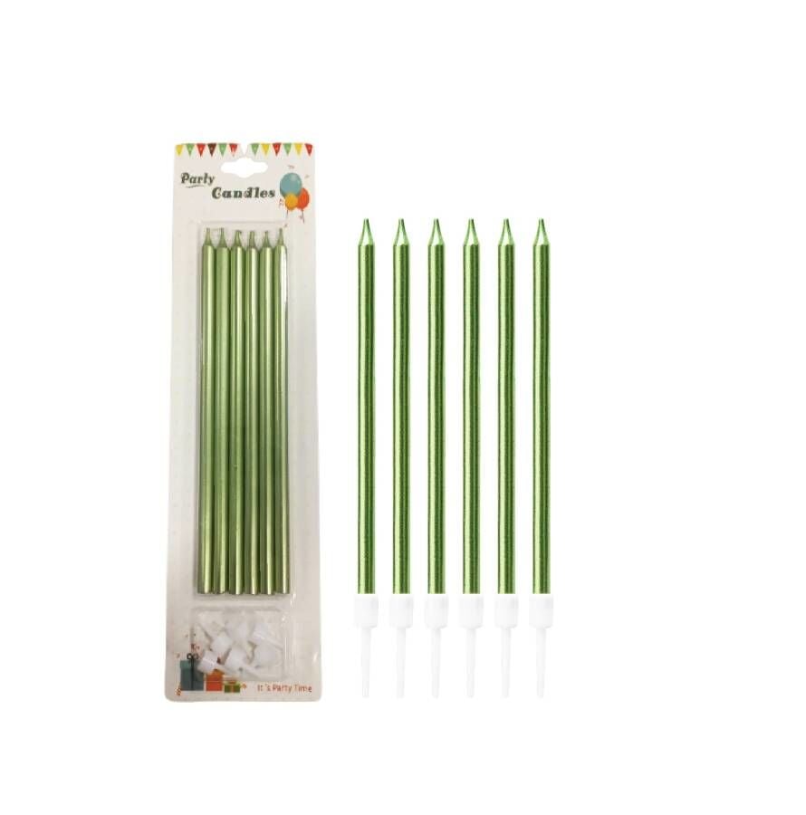 20 Cm 6'lı Mum Yeşil