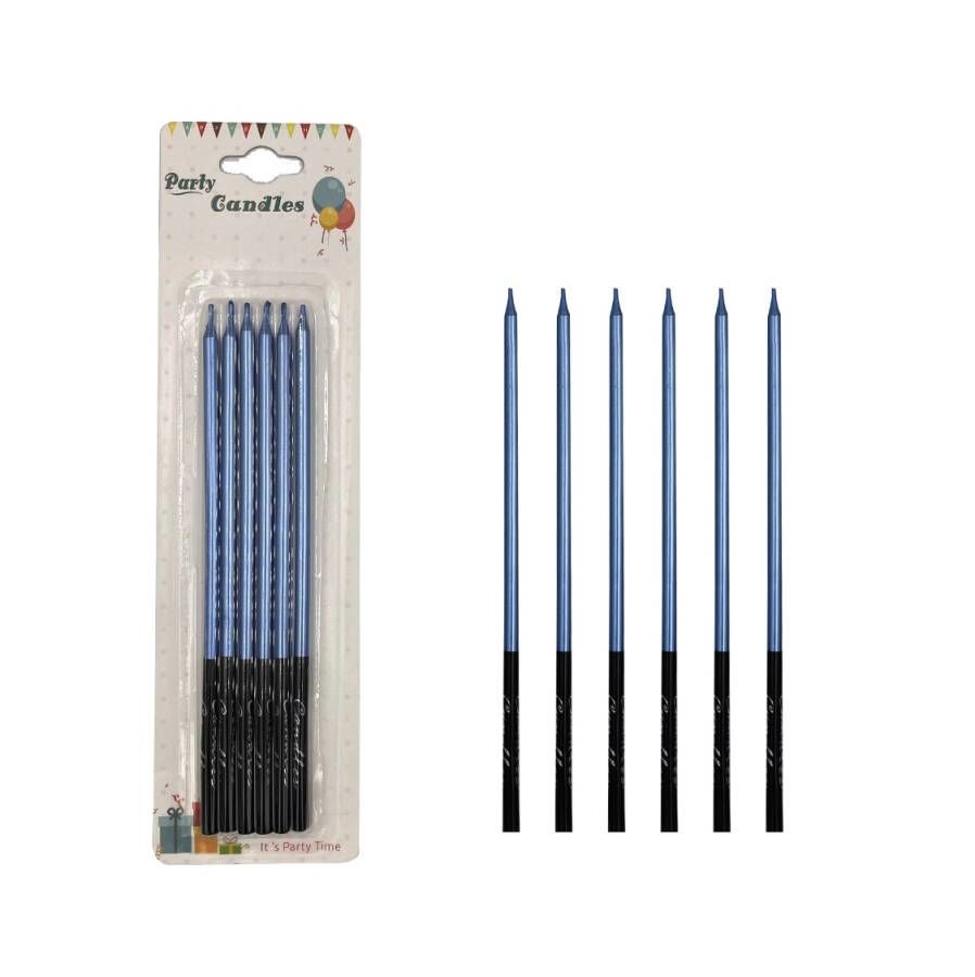 Mum İnce Kalem Model Metalik Mavi 15 Cm 6'lı