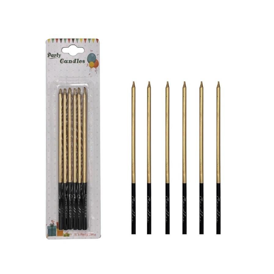 Mum İnce Kalem Model Metalik Gold 15 Cm 6'lı