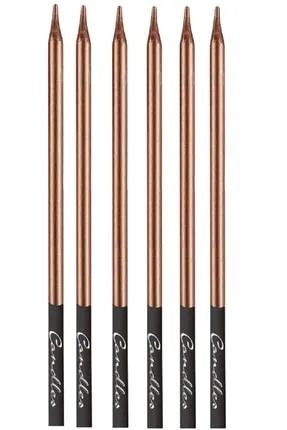 Mum İnce Kalem Model Metalik Rose 15 Cm 6'lı