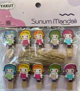 Ahşap Sunum Renkli Bebek Mandalı 10 lu