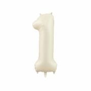 1 Numara 34 İnç 76 CM Krem Renk Folyo Rakam Balon