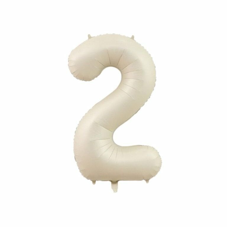 2 Numara 34 İnç 76 CM Krem Renk Folyo Rakam Balon