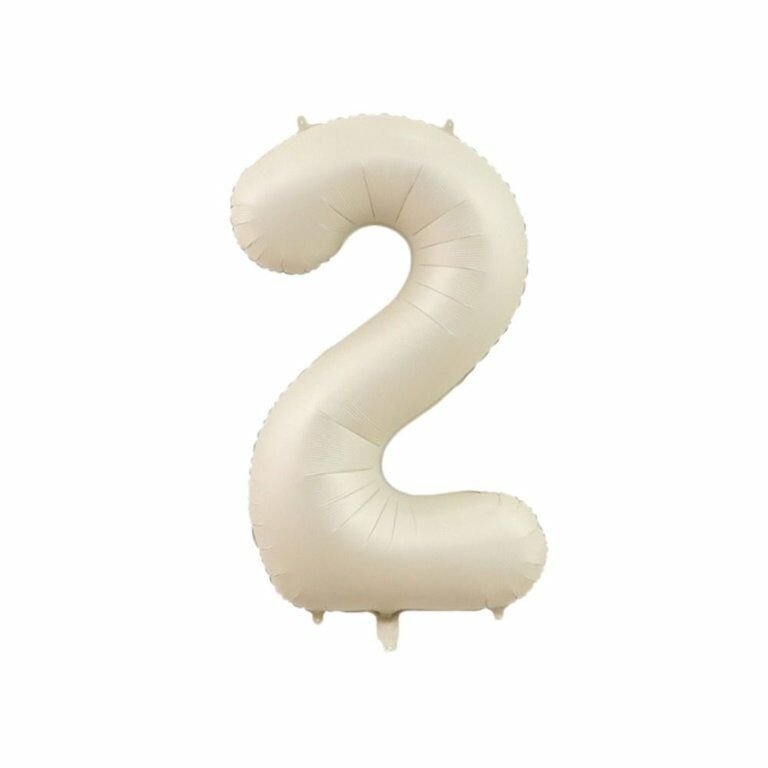 2 Numara 34 İnç 76 CM Krem Renk Folyo Rakam Balon
