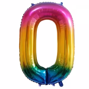40'' Gökkuşağı 0 Rakam Folyo Balon