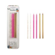 Mum İnce 3 Renk Pembe 14 Cm 6 Adet