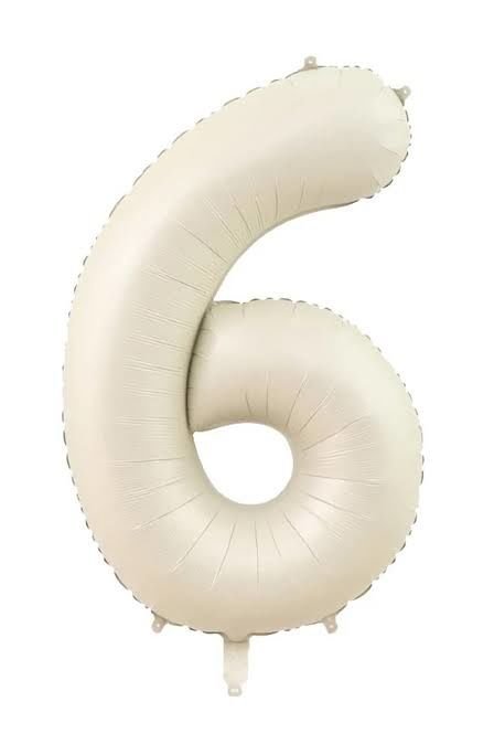 6 numara 34 İnç 76 CM Krem Renk Folyo Rakam Balon