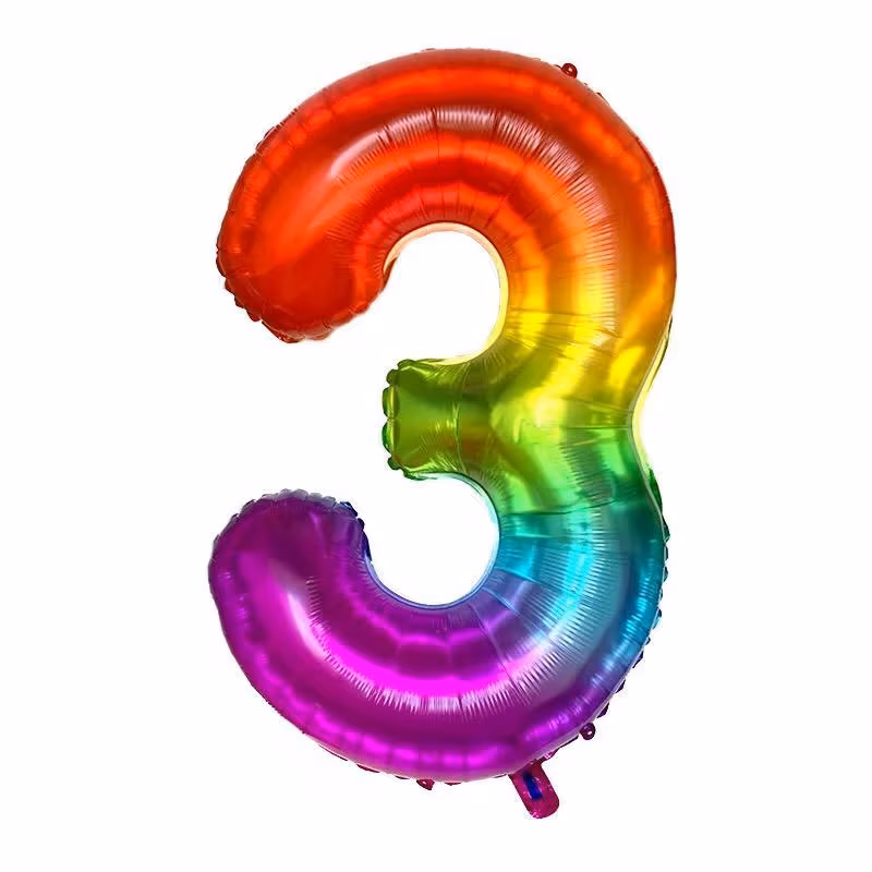 40'' Gökkuşağı 3 Rakam Folyo Balon
