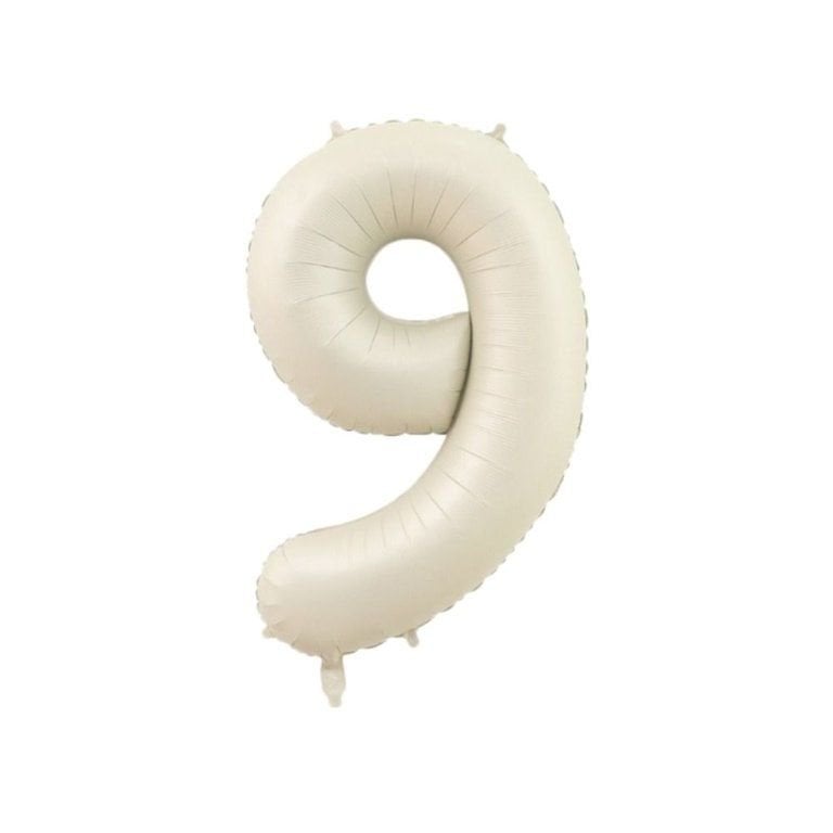 9 Numara 34 İnç 76 CM Krem Renk Folyo Rakam Balon