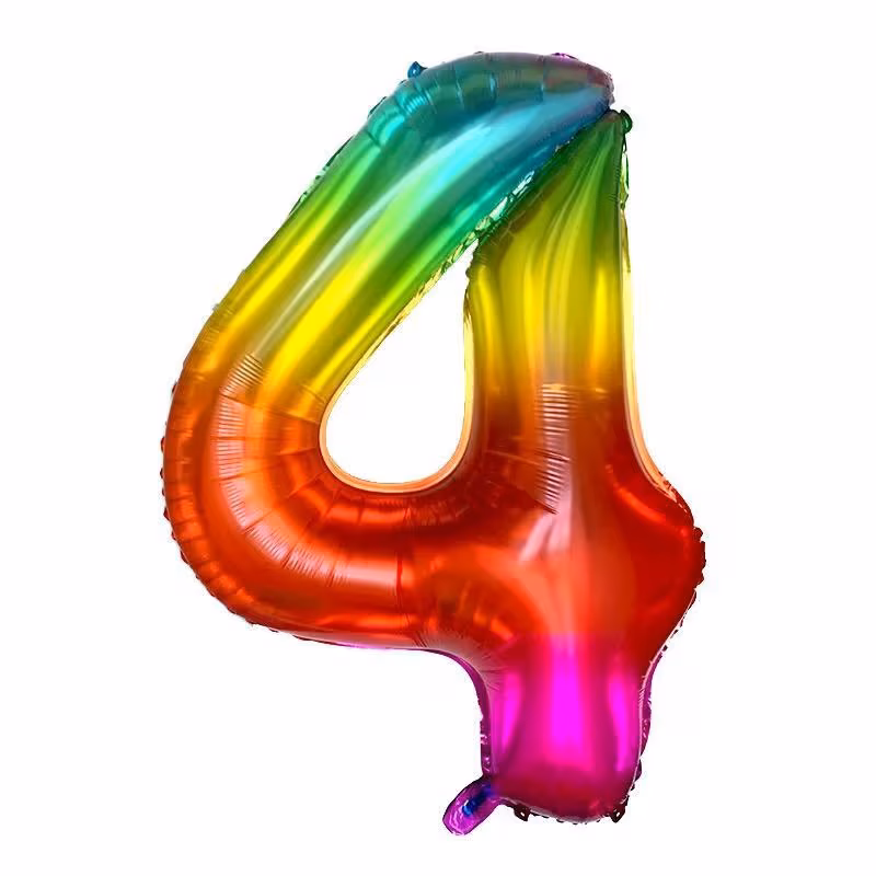 40'' Gökkuşağı 4 Rakam Folyo Balon